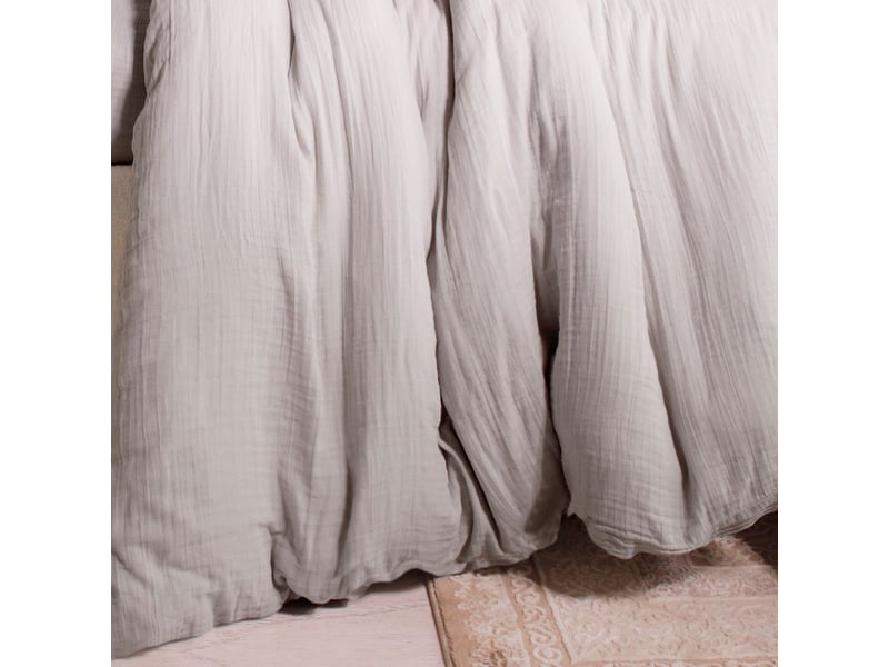  Parure housse de couette 240x220cm + 2 taies 100% gaze de coton lavée gris glacier - valma VALMA - Conforama D