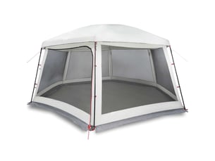 Tente piscine toit amovible parois maille gris 618x532 cm