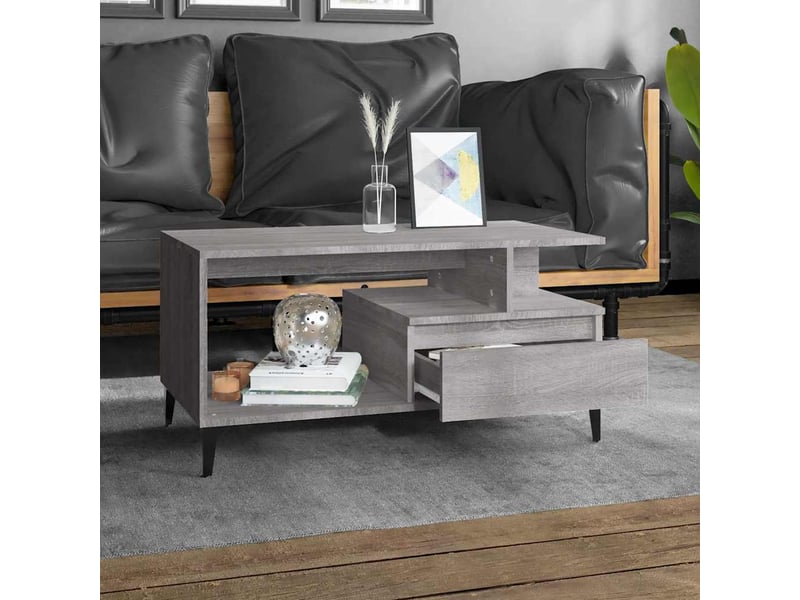  Table basse - table de salon - table à thé sonoma gris 90x49x45 cm bois d'ingénierie  - Conforama C