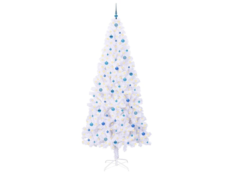 Sapin de noël artificiel, arbre de noël avec 300 led blanc 240 cm pvc et acier shl3696 - Conforama C
