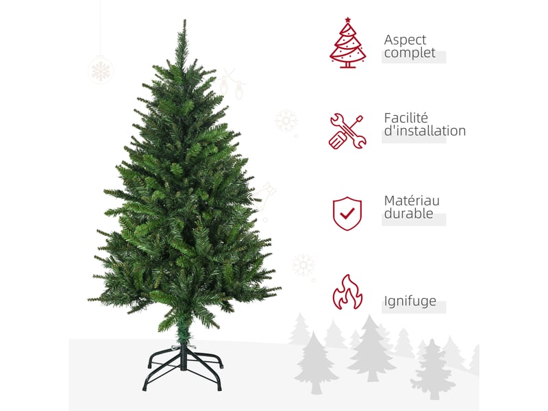  Sapin de noël artificiel avec 310 branches support en acier socle pliable en acier hauteur 120 cm vert  - Conforama D