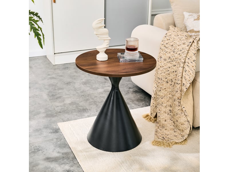  Tables basses gigognes avec plateaux en mélaminé et piètements coniques, empilables pour salon, noyer et noir  - Conforama D