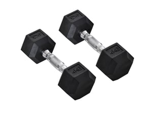 Lot de 2 haltères hexagonaux de 4 kg chacun en métal noir, poignées moletées, pour entraînement à domicile ou en salle
