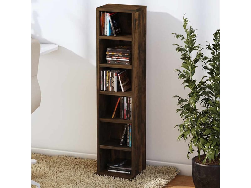  Petite bibliothèque, armoire à cd chêne fumé 21x20x88 cm bois d'ingénierie  - Conforama C