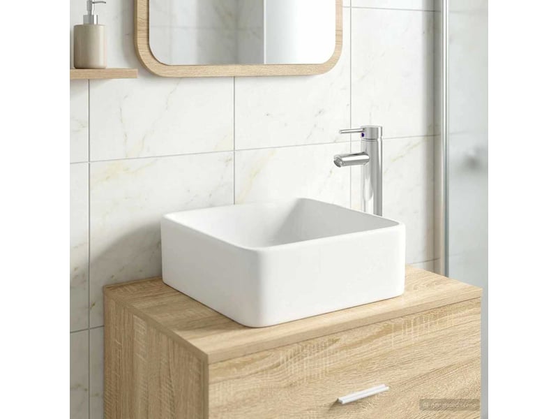  Lavabo de salle de bain avec robinet et évacuation chrome shl6086  - Conforama B