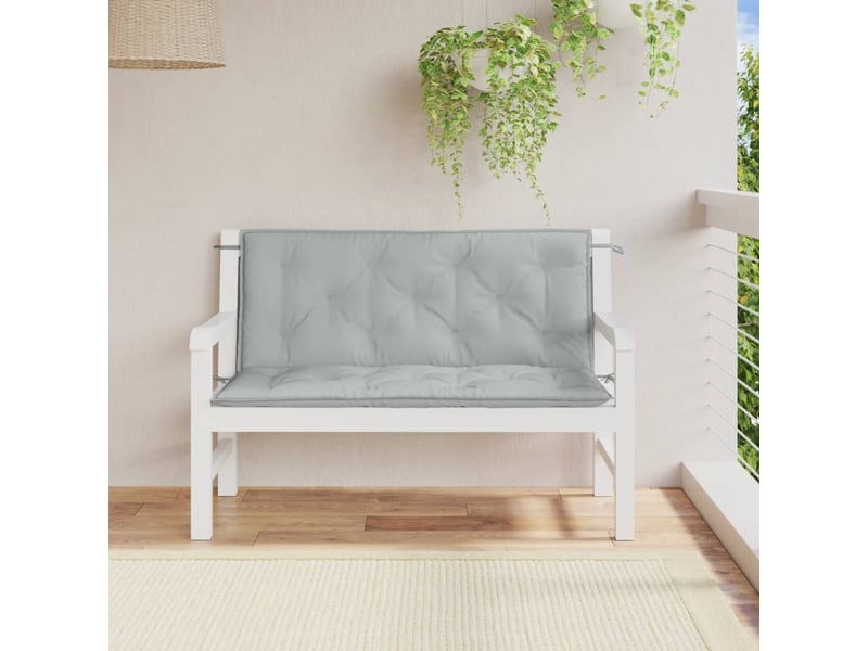 Lot de 2 coussins de banc de jardin, coussins d'assise gris clair mélangé tissu cf58658  - Conforama C