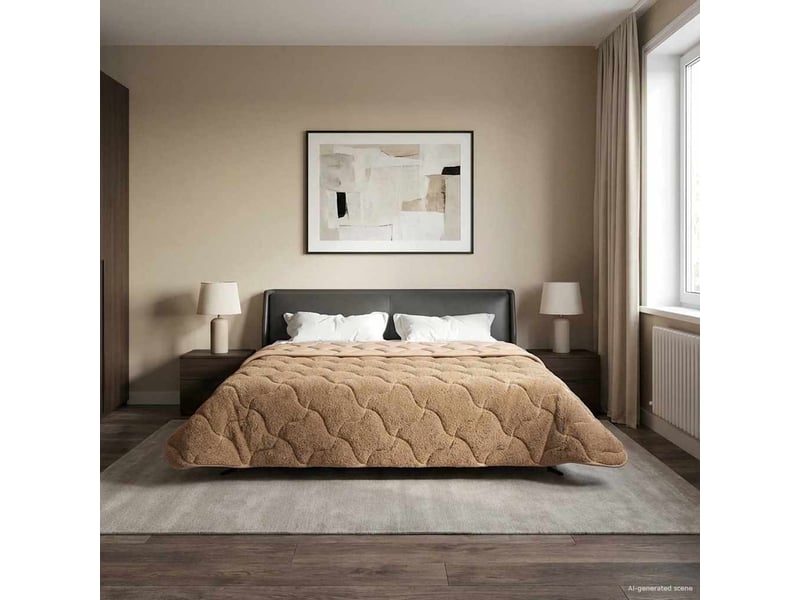  Couette - duvet d'été 200 x 240 cm été taupe respirant  - Conforama D