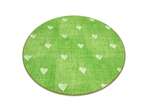 Tapis pour enfants hearts cercle jeans, vintage cœurs - vert cercle 100 cm