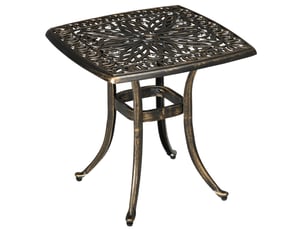 Table d'appoint extérieure 54x54x52,5 cm – bronze – trou de parasol et pieds réglables en aluminium coulé