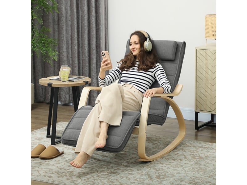  Fauteuil à bascule massant et chauffant gris avec repose-pieds réglable  - Conforama B