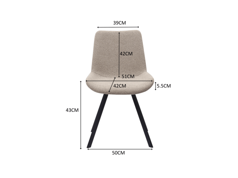  Chaises de salle à manger pivotantes modernes en tissu et pieds métalliques – lot de 2 – 2 coloris disponibles  - Conforama C