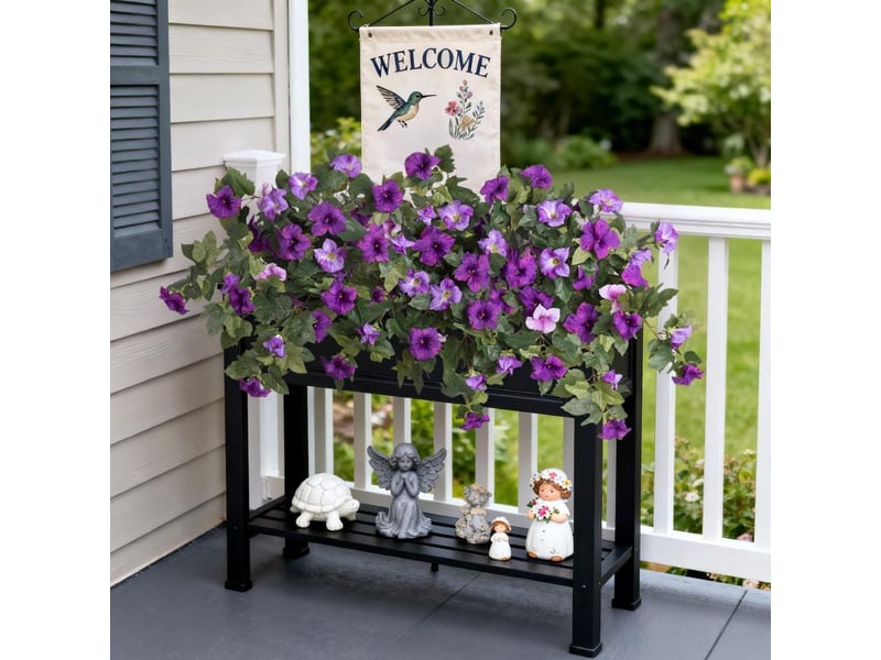  Irovami décoration florale de pétunia violet à double pétale, fleur artificielle résistante aux uv (lot de 2)  - Conforama D