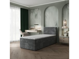 Lit avec rangement 100x200 cm <strong>MASSENO</strong> <strong></strong> coloris gris