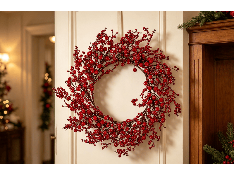  Couronne de l’avent krist+ rouge plastique fruits rouges 48 x 10 x 48 cm (6 unités) S3627065 - Conforama C