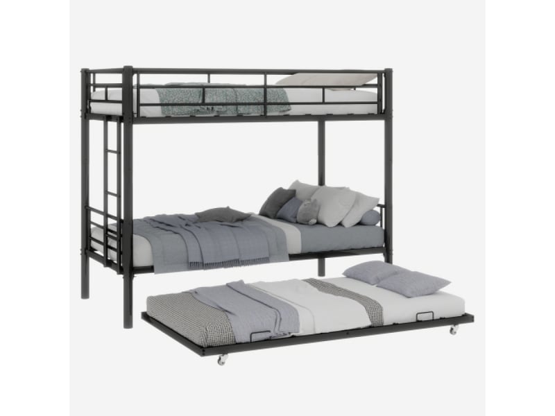  Lit superpose avec rangement métal haute résistance | stable et silencieux | barrières de sécurité | sans sommier à ressort nécessaire  - Conforama A
