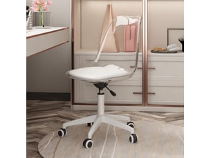 Chaise de bureau transparente et blanche 54 x 54 cm, métal et plastique, réglable avec roulettes