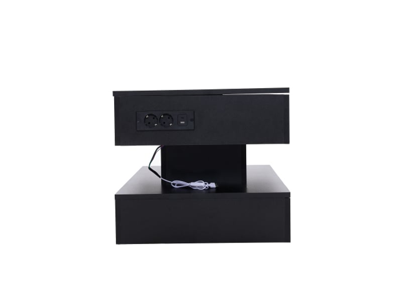 Table basse moderne led avec rangement caché et plateau relevable hydraulique – 100×50×42 cm, capacité 50 kg - Conforama D
