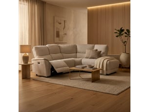 Canapé d'angle relax électrique en tissu blanc écru - angle droit