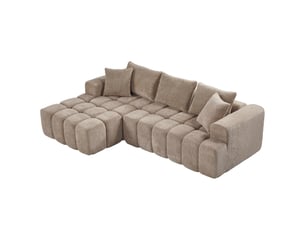 Canapé d'angle compressé gauche fixe <strong>TCQPZ</strong> <strong></strong> 3 places Velours taupe