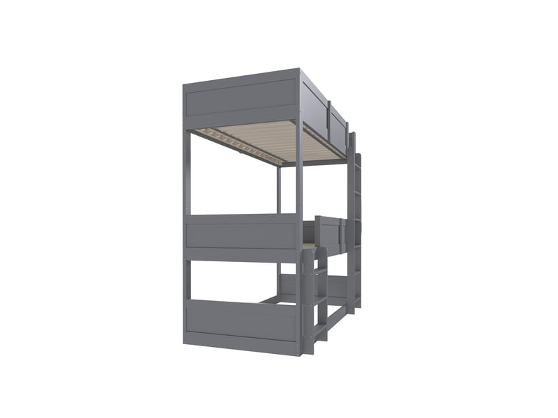  Lit mezzanine 90 x 200 cm bois massif lit simple haie haute gris enfants  - Conforama C