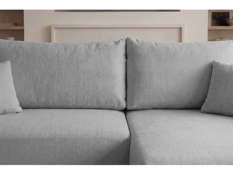  Sacha - canapé d'angle convertible tissu chiné 3 places gris clair  - Conforama E
