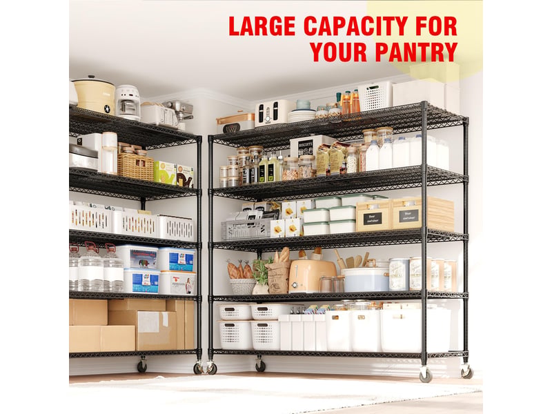  Rayonnage étagère métallique roulante ultra-résistante – rangement lourd garage, cuisine, cave, bureau, entrepôt 150x60x210cm PHK_3ACPS3GP - Conforama D