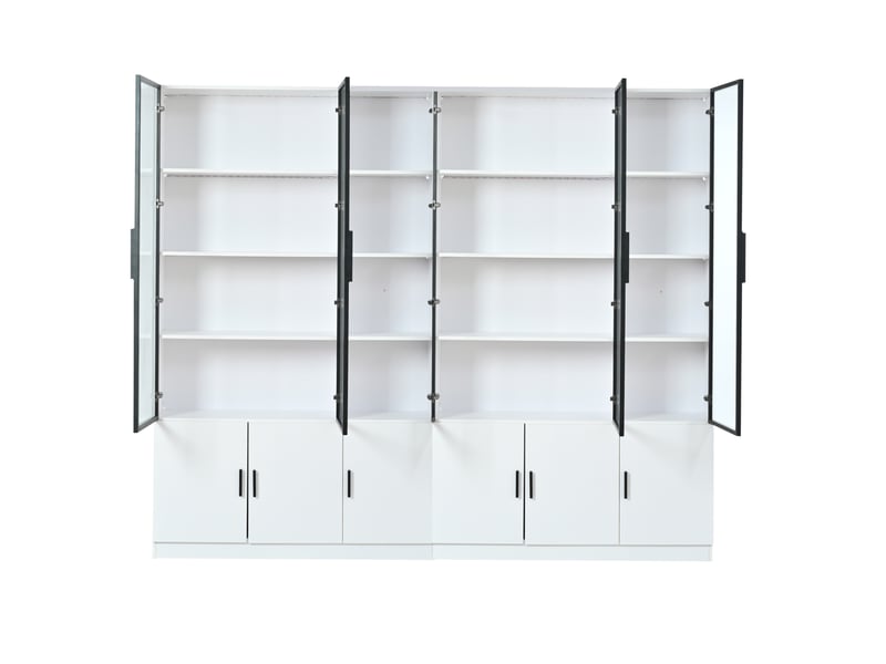  Vitrine 240x32x200 cm 12 portes led mdf blanche  - Conforama D