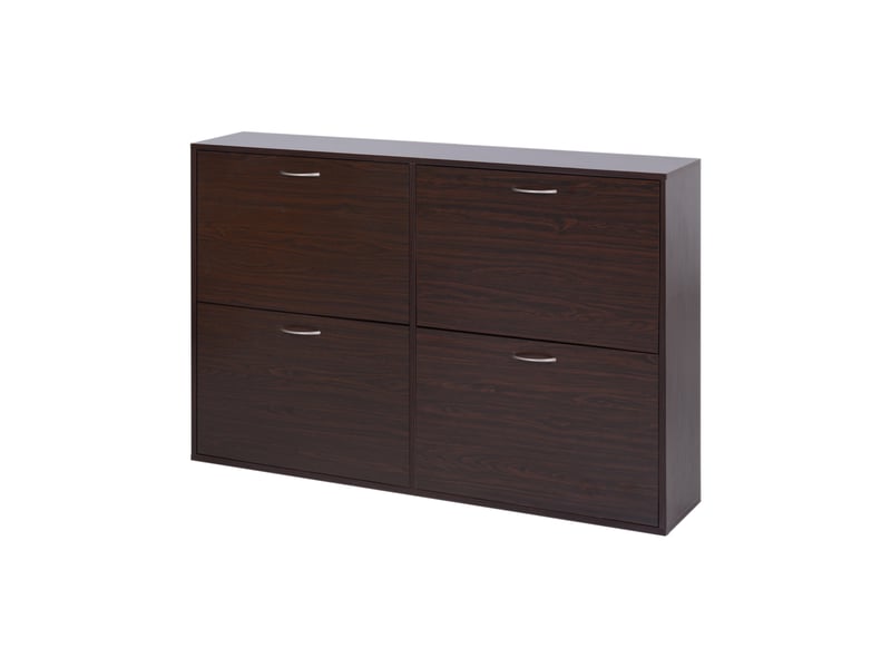  Meuble à chaussures gain de place pour 24 paires de chaussures, avec étagères réglables et 4 tiroirs, en bois, 120 x 24 x 81 cm, marron  - Conforama B