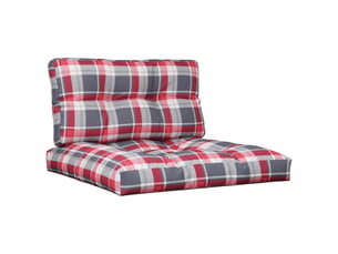 Lot de 2 coussins de palette, coussins de canapé motif à carreaux rouge tissu cf59551