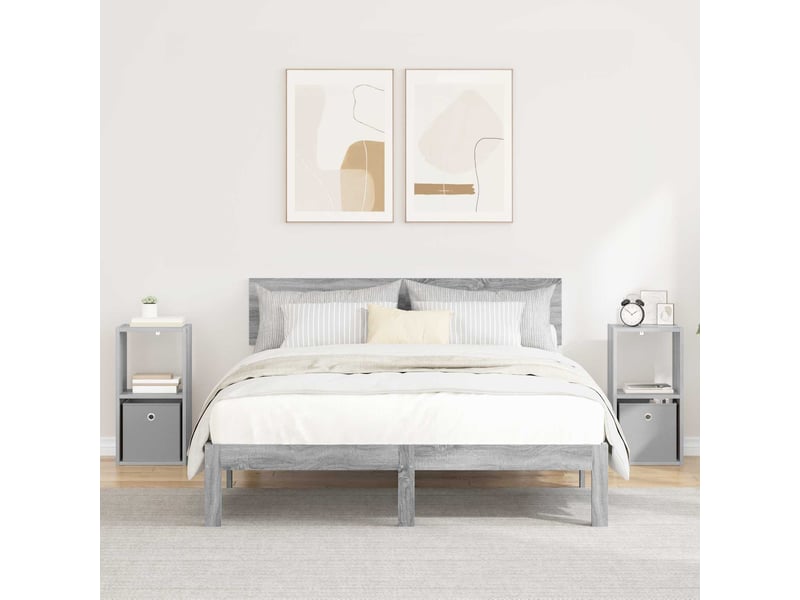  Table de chevet 2 pièces gris sonoma 30,5 x 27 x 59,5 cm  - Conforama B
