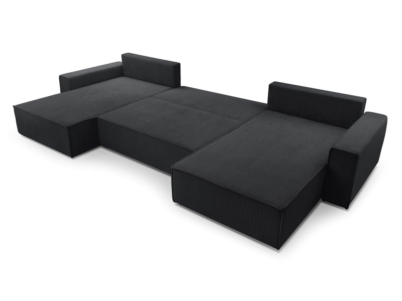 Canapé d’angle en velours côtelé blanc cedria – 287 cm Cedria U - Conforama C