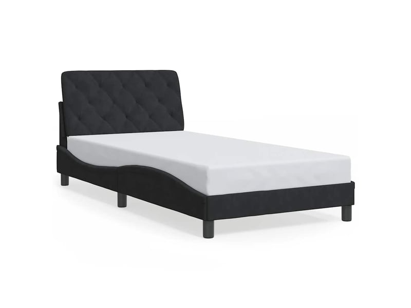  Lit simple- lit adulte -  cadre de lit sans matelas noir 100x200 cm velours  - Conforama A