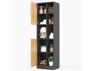 Armoire d'angle 2 portes 6 niches étagères réglables 50x35,5x170 cm