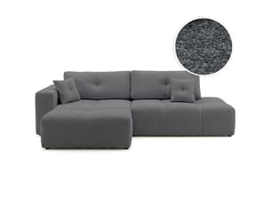 Canapé d'angle gauche convertible LOUNGITUDE CELINE 4 places Tissu bouclette Gris foncé