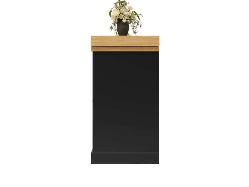Buffet extensible noir avec éclairage led intégré, meuble rangement cuisine avec tiroirs et portes coulissantes, structure mdf robuste - Conforama A