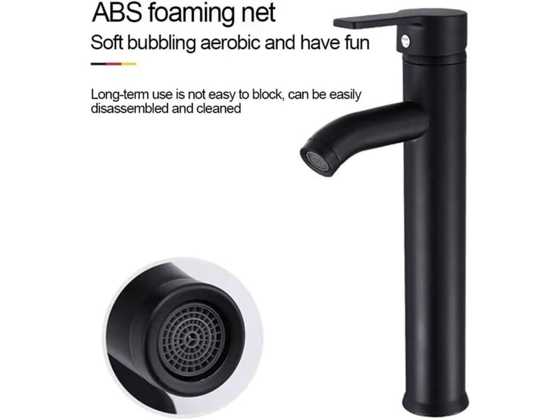  Robinet de salle de bain noir - haute qualité, eau froide et chaude - adapté pour un diamètre intérieur de 32 mm à 42 mm - noir  - Conforama D