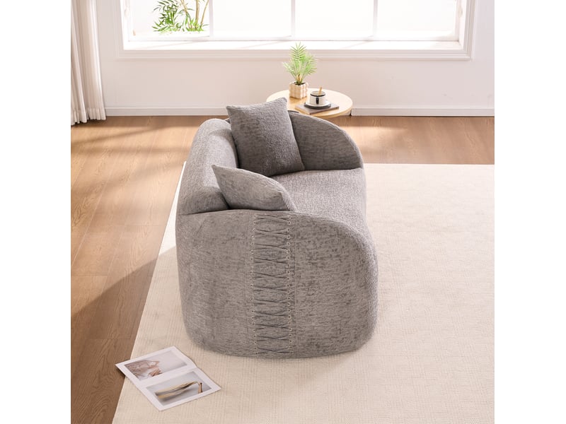  Canape droit moderne 2 places 155x90x67 cm compressé, incurvé, mousse et tissu chenille couleur gris  - Conforama E