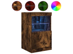 Buffet - bahut - meuble de rangement avec lumières led chêne fumé 41x37x67 cm