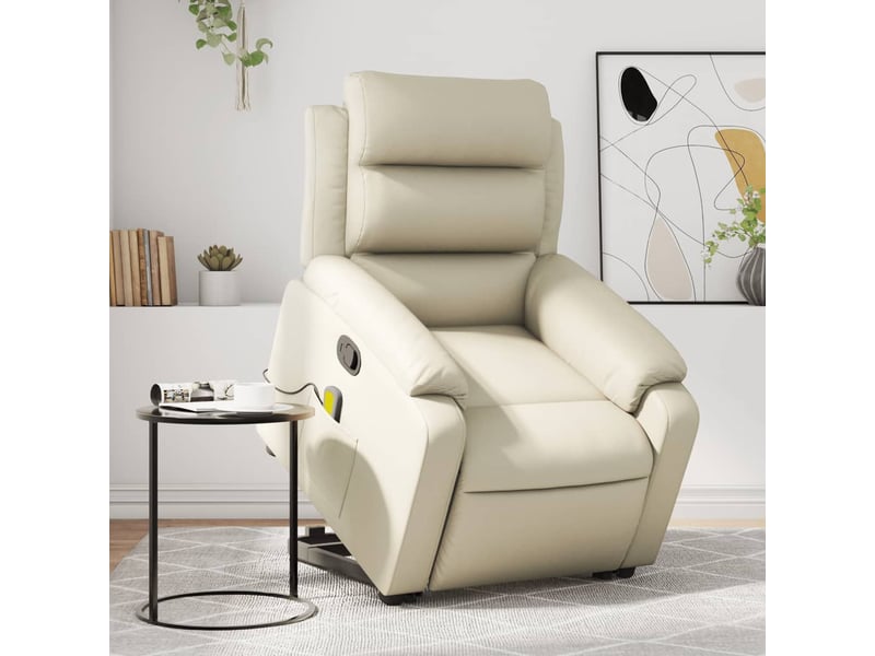  Fauteuil de bureau, fauteuil inclinable de massage crème similicuir  - Conforama B