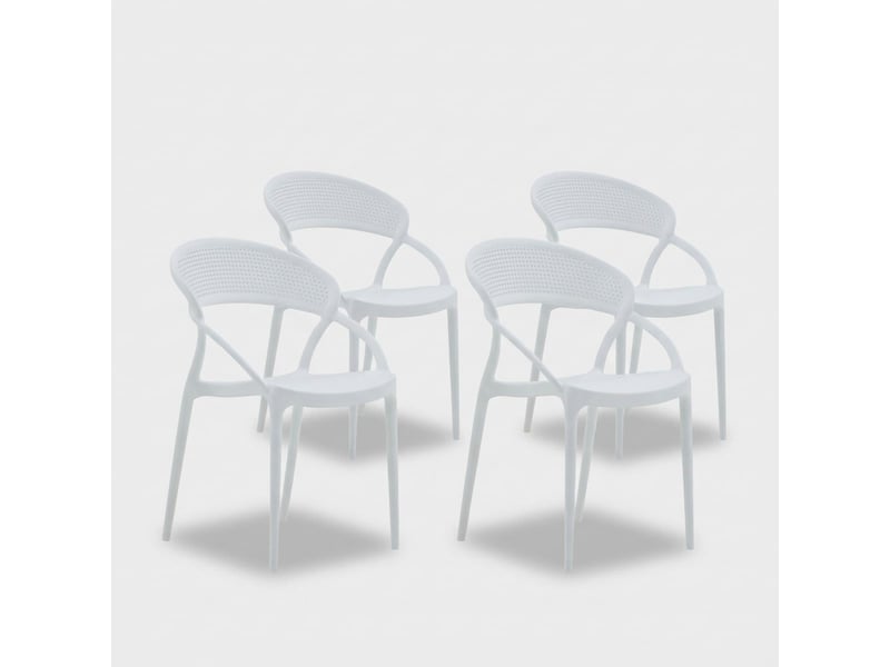 Lot de 4 chaises empilables pour intérieur et extérieur marsala - blanc - Conforama A