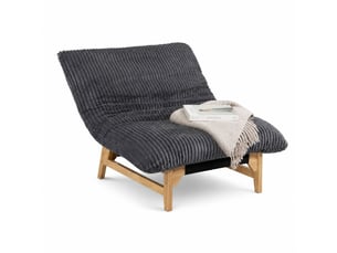 Fauteuil poire adulte 110x74x60 cm, grand format, avec dossier, chaise relax ergonomique, velours côtelé, couleur gris