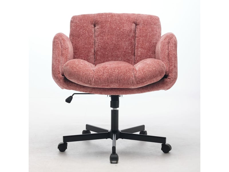  Fauteuil de bureau pivotant réglable en chenille rose 57.5 x 60 x 92.5 cm W3223P453734 - Conforama A