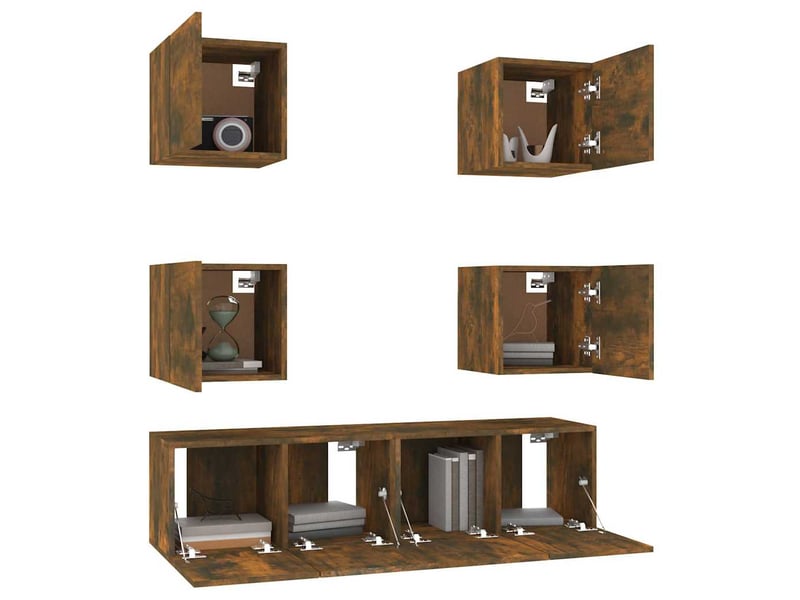  Ensemble de meubles tv 6 pcs chêne fumé bois d'ingénierie shl26827  - Conforama E