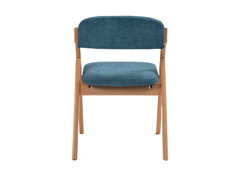  Lot de 2 chaises salle à manger pliantes 52 52,5x60x79 cm, avec dossier, pieds en bois, bleu  - Conforama A