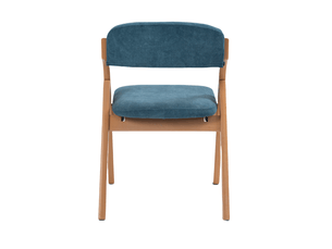 Lot de 2 chaises salle à manger pliantes 52 52,5x60x79 cm, avec dossier, pieds en bois, bleu