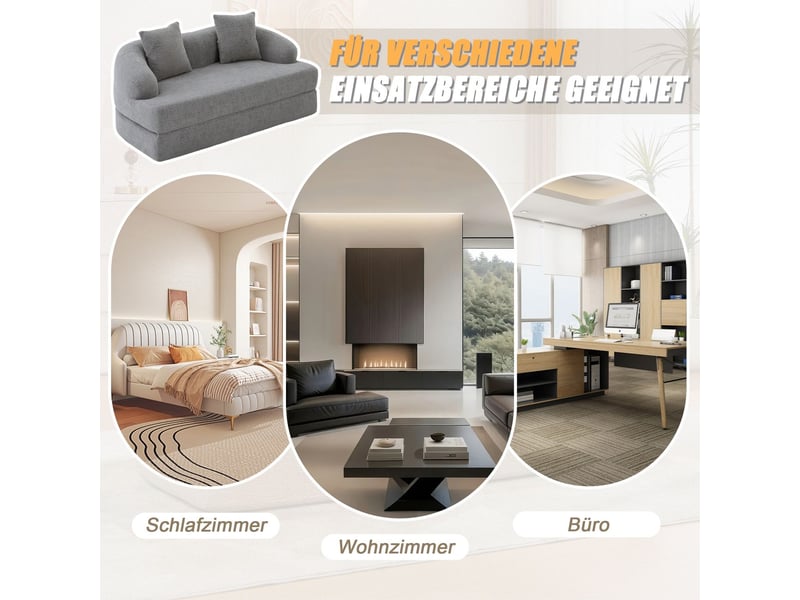 Canapé format deux personnes couchage double dépliant deux coussins inclus revêtement en chenille polyvalent - Conforama E