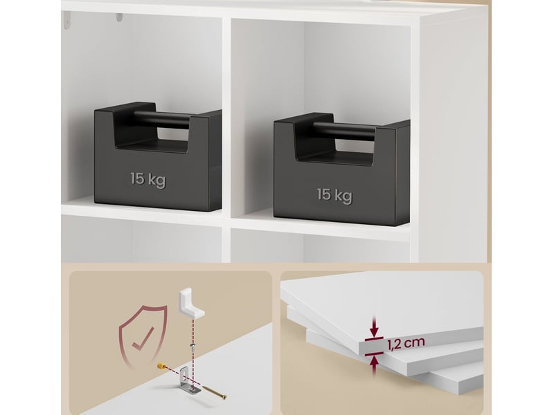  Bibliothèque étagère de rangement moderne salon bureau 119,6 x 24 x 77 cm design épuré en mdf blanc 12_0013095  - Conforama B