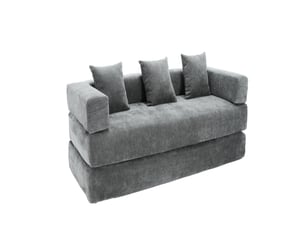 Canapé modulable en chenille gris foncé 198 x 79 x 60 cm, convertible avec poches latérales et base antidérapante
