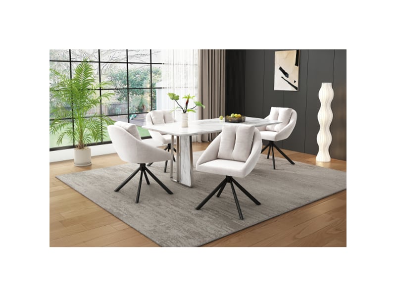 Chaise pivotante velours beige - confort ergonomique, velours respirant, design moderne - lot de 6 - Conforama B