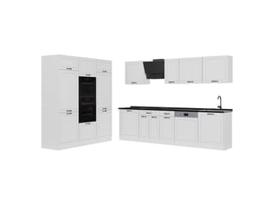Vicco cuisine, blanc campagneblanc, 180cm plan de travail anthracite